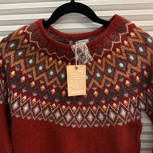 SKHOOP Women's Geometric Knit Sweater - Red